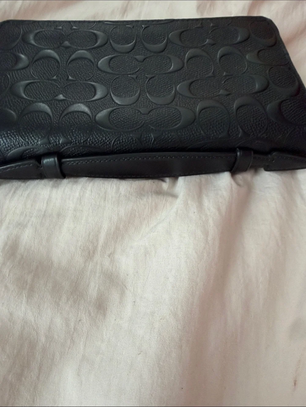 Coach Black Embossed Signature Wristlet men’s or women’s.